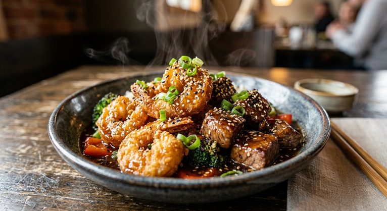 Crispy Sesame Shrimp and Beef